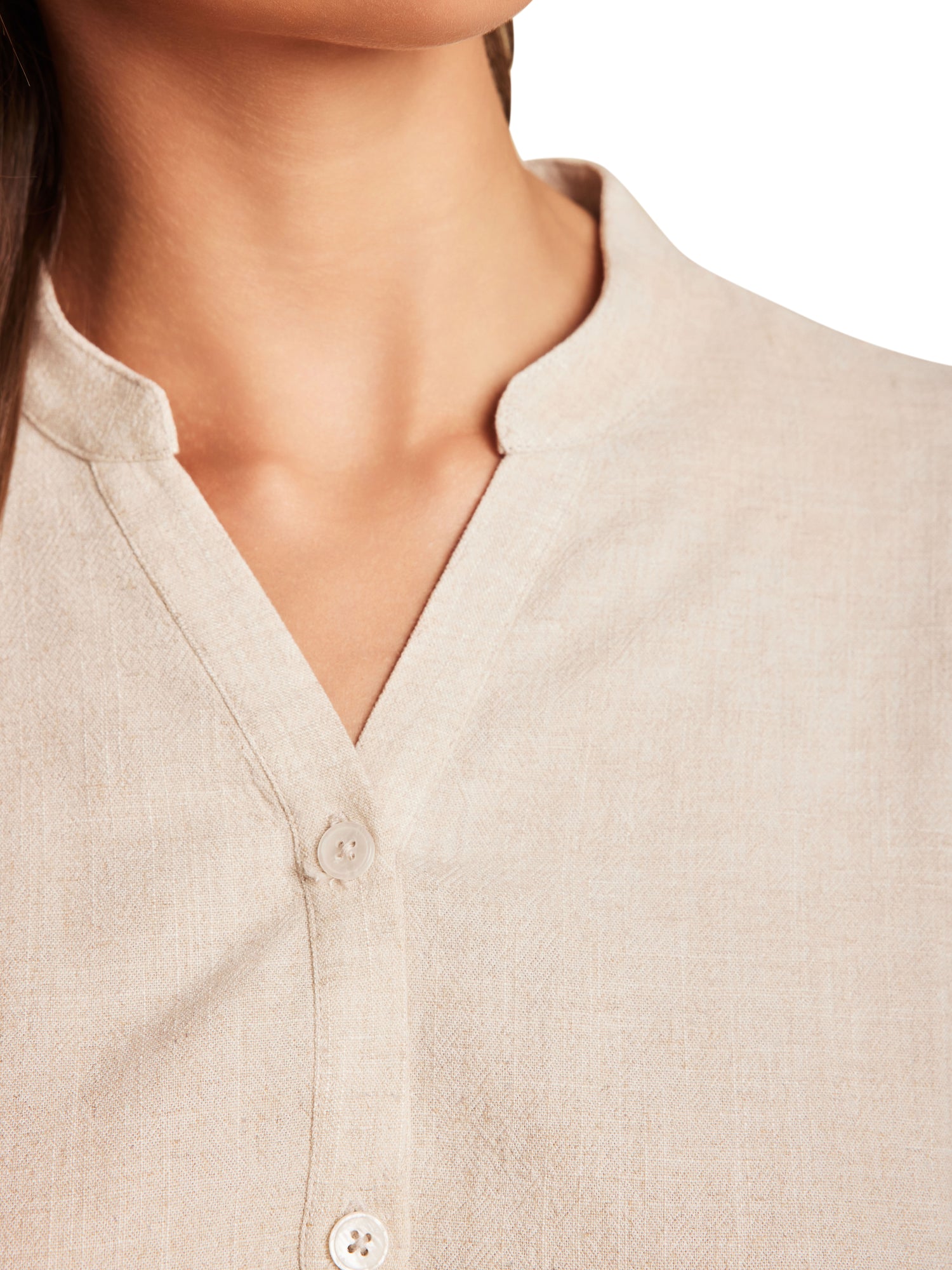 Womens | Linen Blend Blouse | Heather Bisque