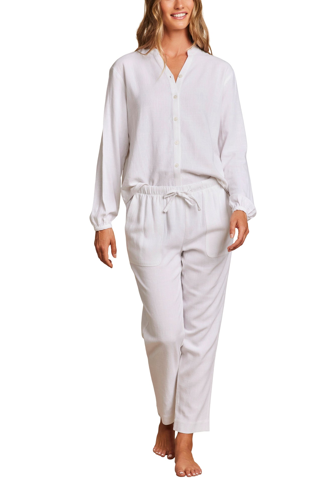 Womens | Linen Blend Pant | White