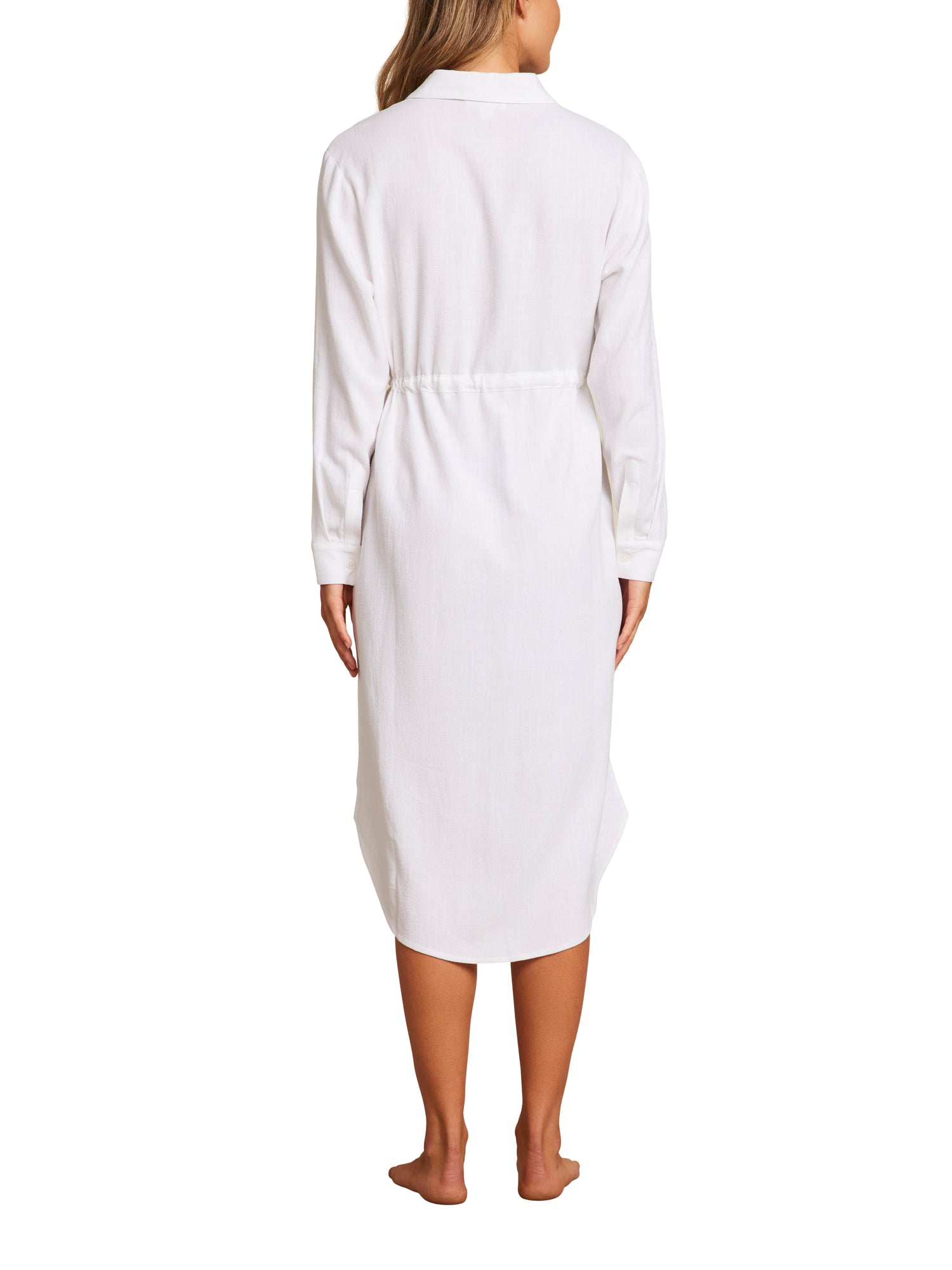 Womens | Linen Blend Cinched Shirtdress | White