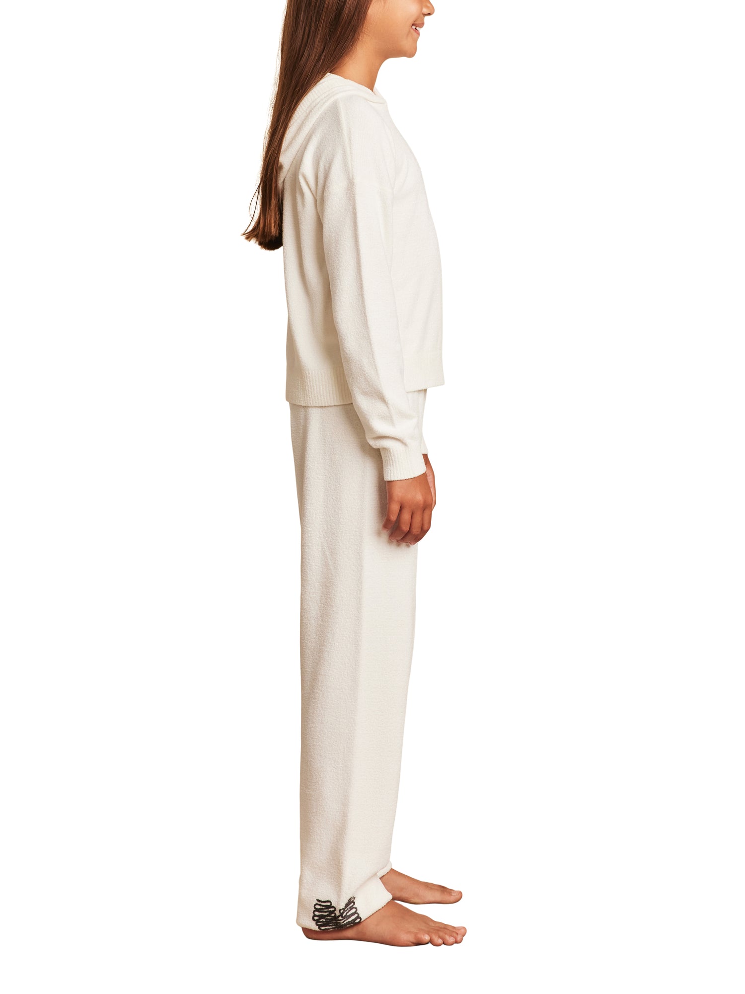 Youth | CozyChic Ultra Lite Embroidered Heart Pant | Pearl/Carbon