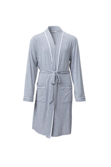 Youth | Malibu Collection Soft Jersey Piped Robe | Heather Gray/White