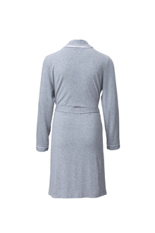 Youth | Malibu Collection Soft Jersey Piped Robe | Heather Gray/White