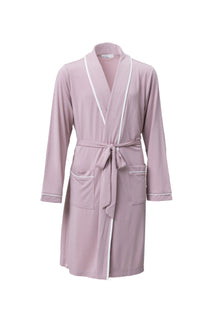 Youth | Malibu Collection Soft Jersey Piped Robe | Teaberry/White