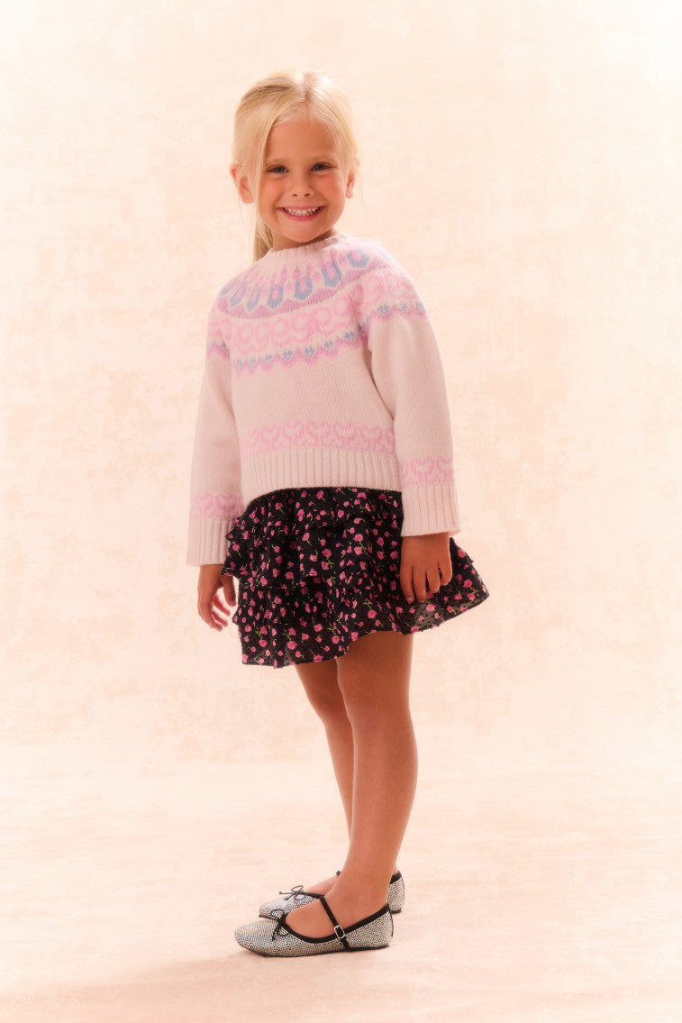 Girls Billie Cotton Floral Skirt | Pink Noir