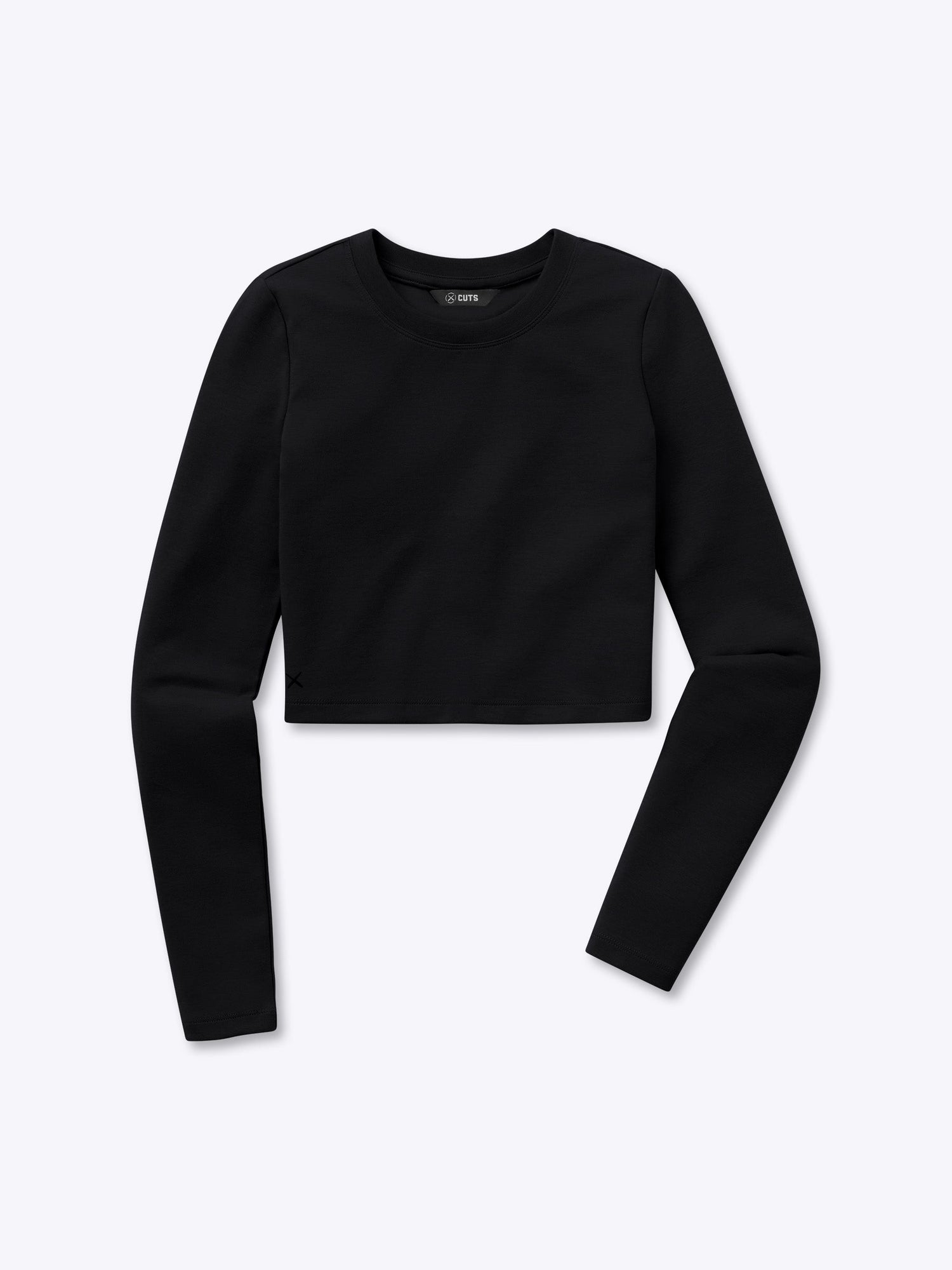 Womens | Long Sleeve Slim-Fit Tomboy-Cotton Cropped Tee | Black