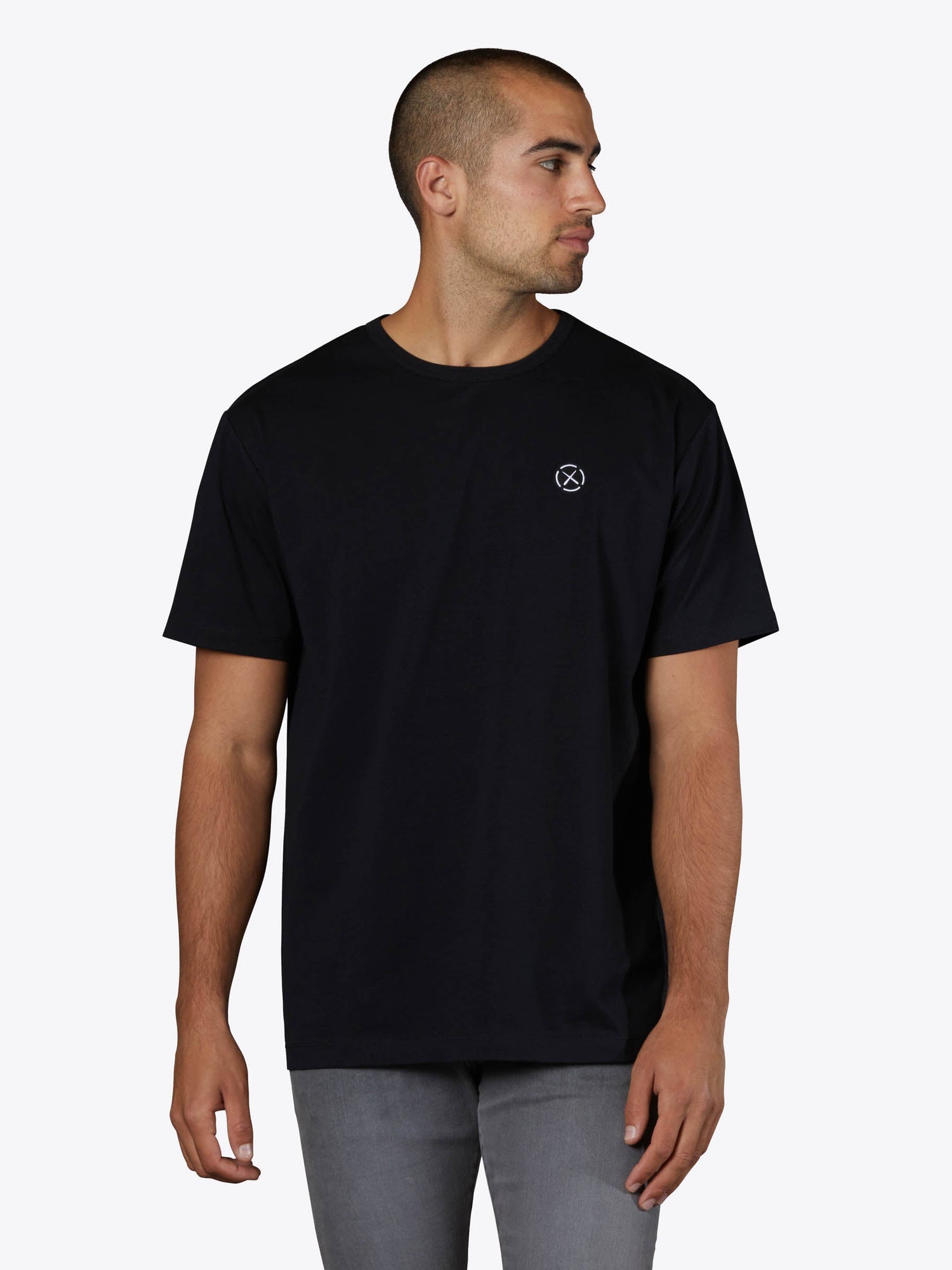 Branded Frame Tee | Black Relaxed-fit Cotton PYCA