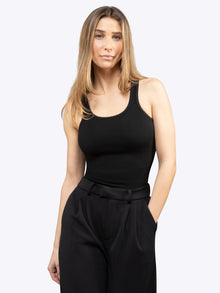 Womens | Essential Form-Fitting Rib Tank | Black