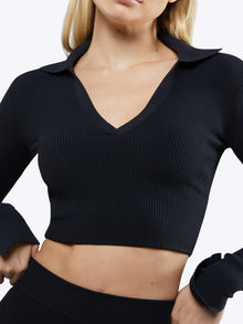 Womens | Coreflex Long Form-Fitting Sleeve Polo | Black