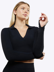 Womens | Coreflex Long Form-Fitting Sleeve Polo | Black