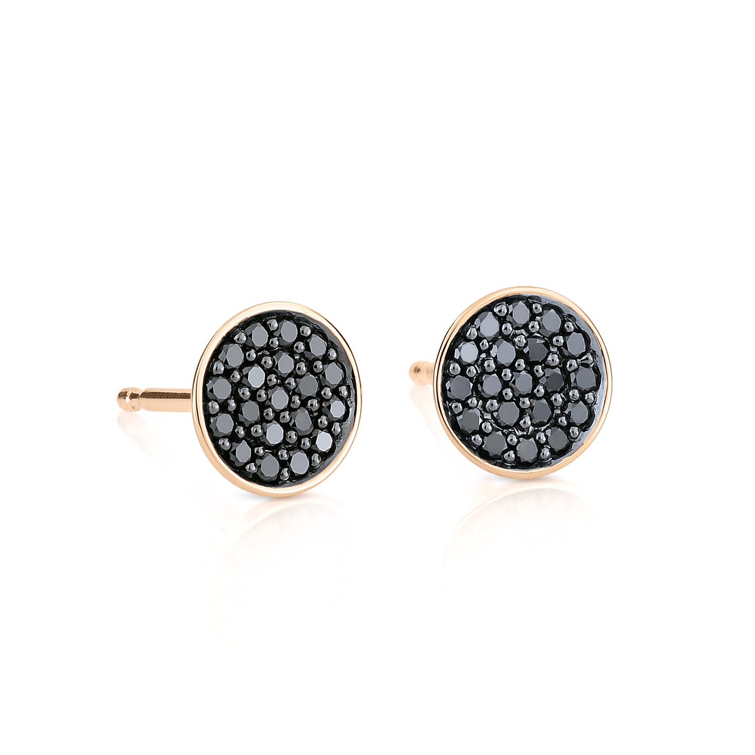 Black Diamond Sequin Studs | 18K Rose Gold