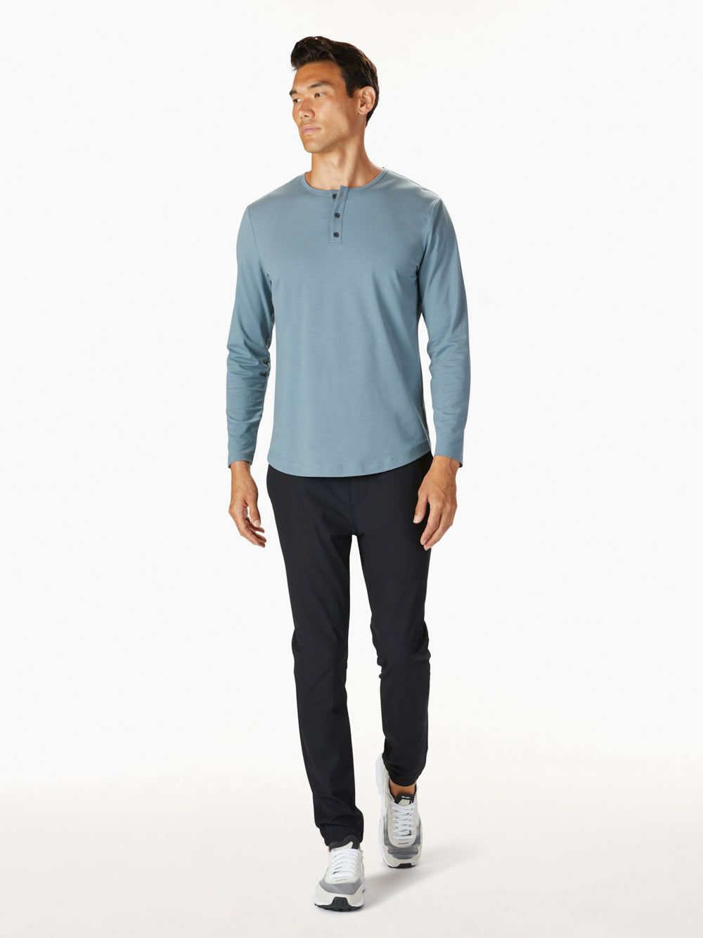 AO Long Sleeve Henley Curve-Hem | Breeze Signature-fit PYCA Pro