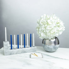 Brillante Menorah | Silver-Plated Stainless Steel | Italian Carrara Marble