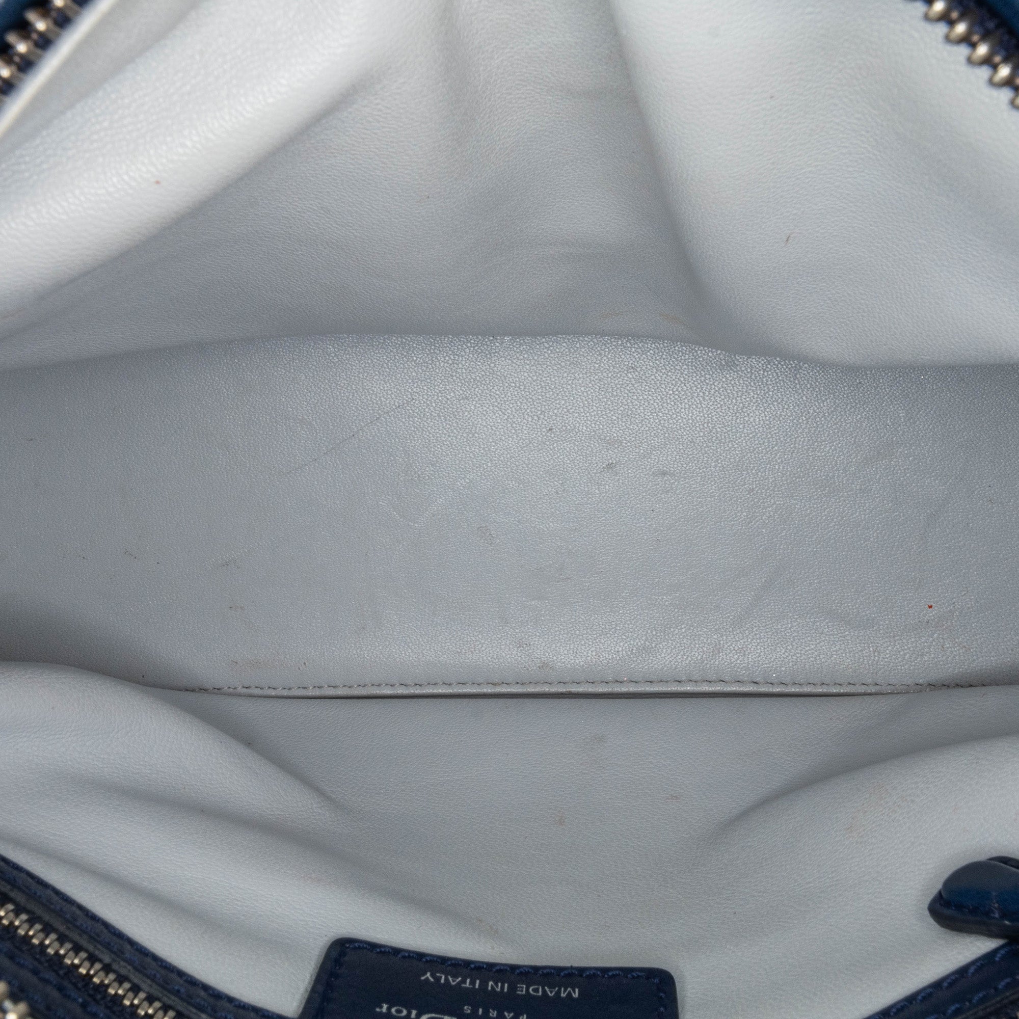 Dior | Pre-Owned Medium Lambskin And Tweed Cannage Lady | Blue/Navy