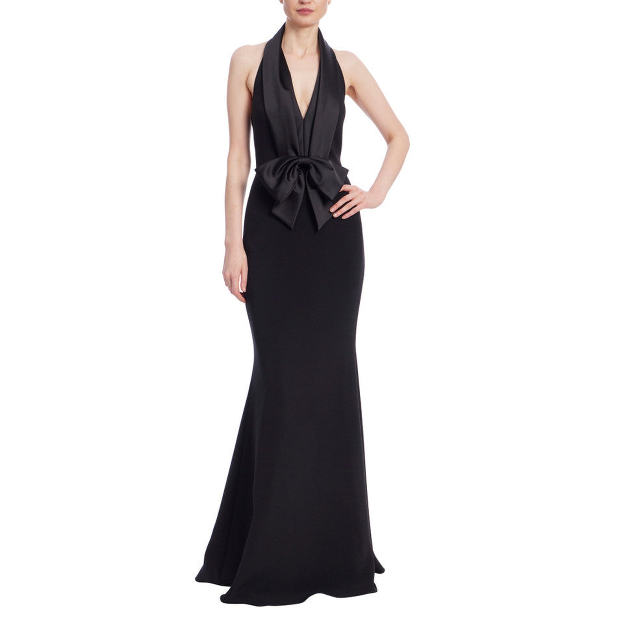 Badgley Mischka | Tuxedo Halter Gown | Black