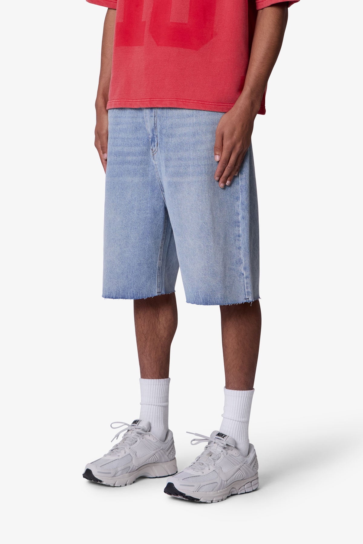 Baggy Cut Off Denim Shorts | Light Blue