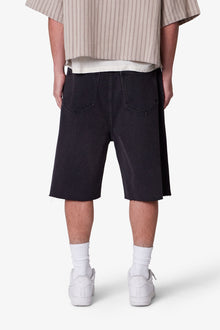 Baggy Cut Off Denim Shorts | Washed Black