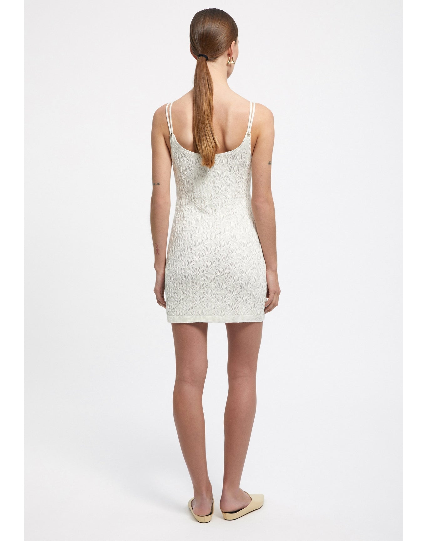Barry | Lace Knit Mini Dress | White