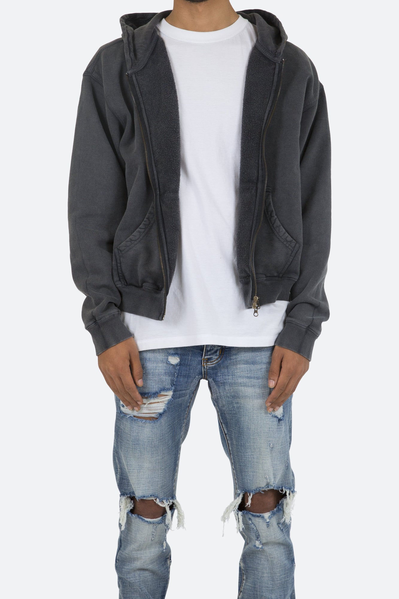 Basic Zip Up Hoodie | Vintage Black