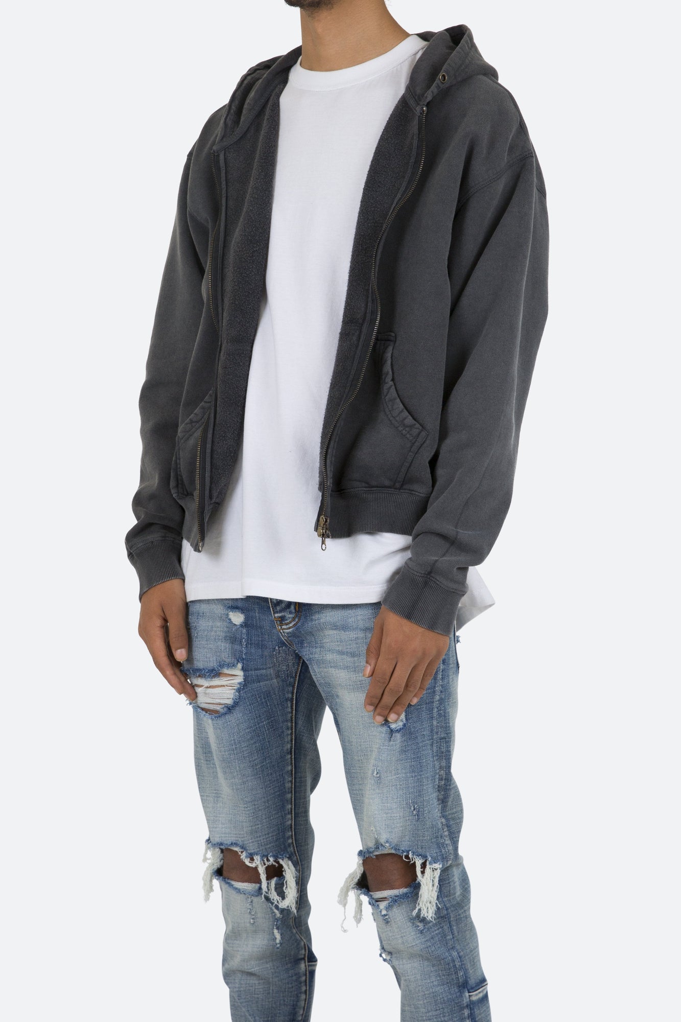 Basic Zip Up Hoodie | Vintage Black