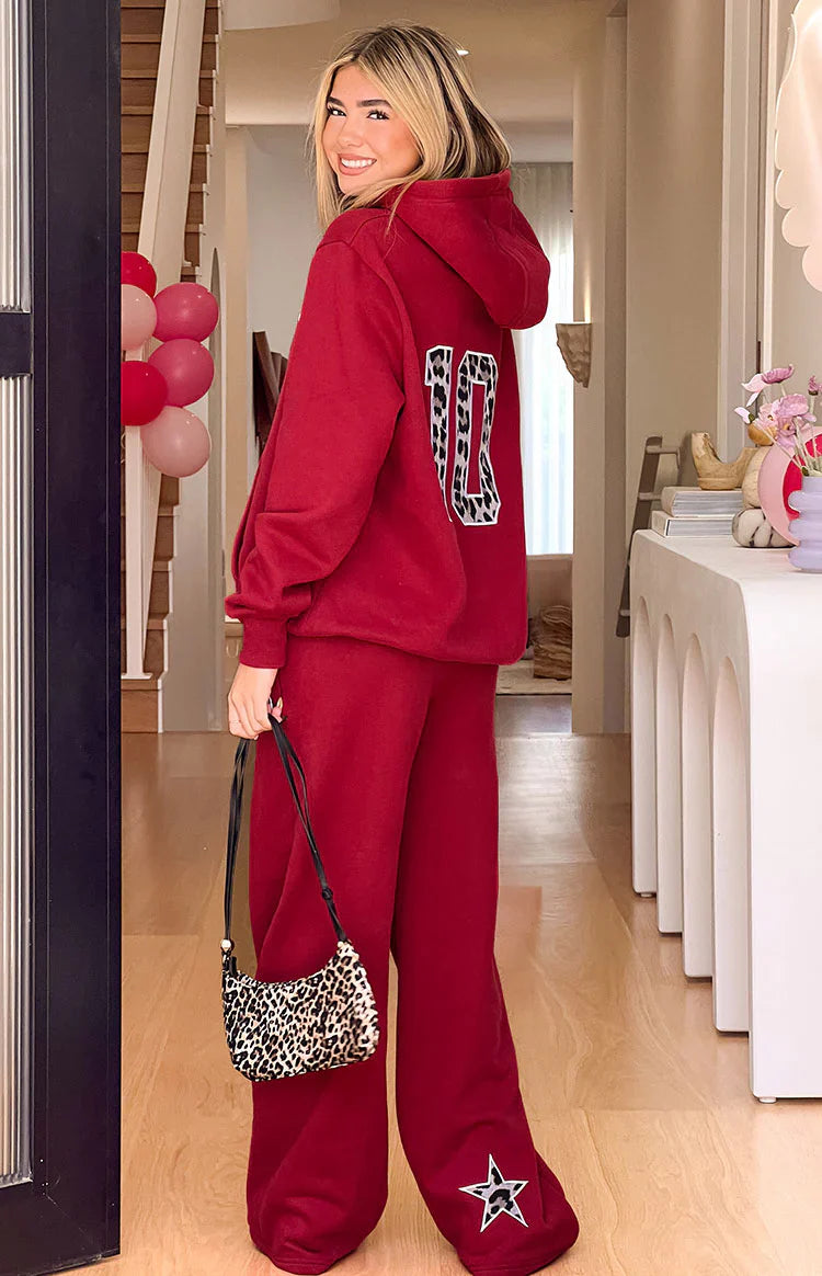 Beginning Leopard Star Hoodie | Burgundy