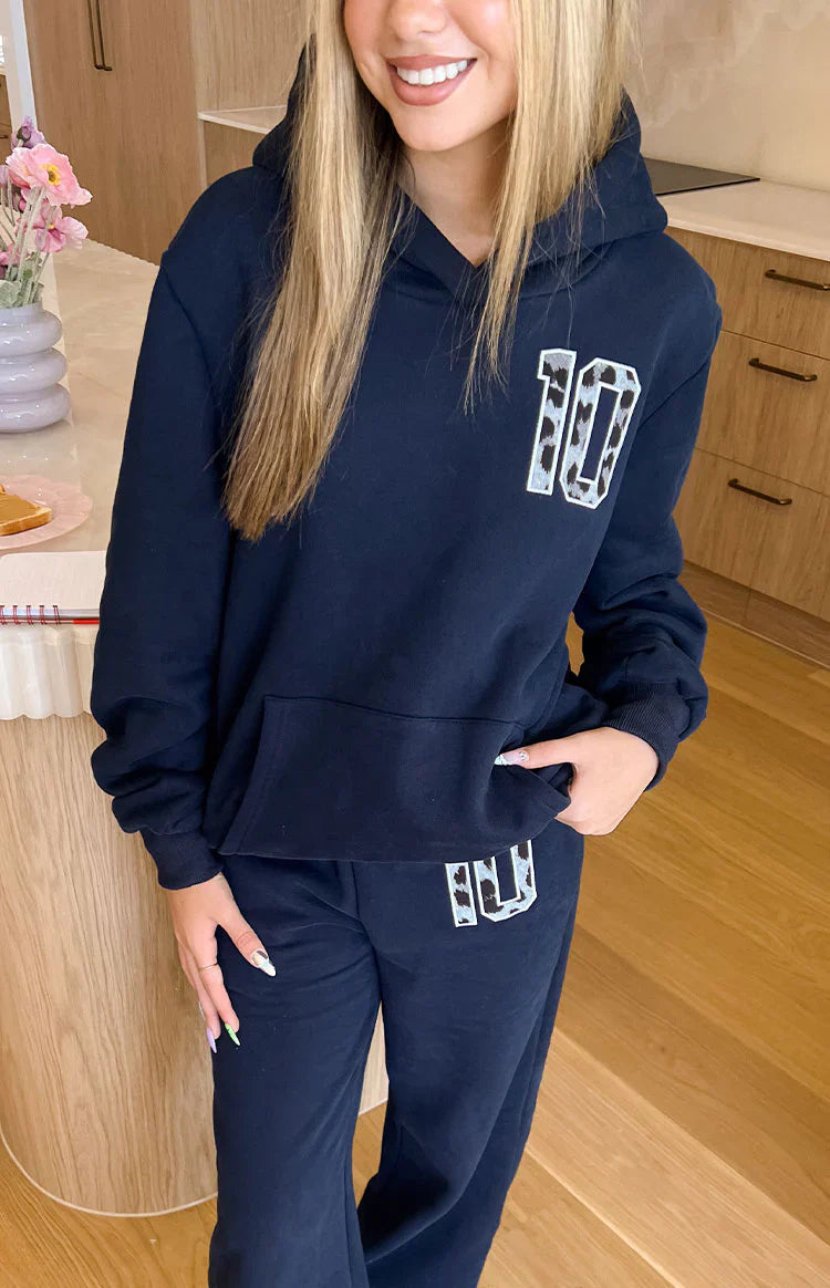 Beginning Leopard Star Hoodie | Navy