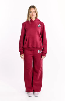Beginning Leopard Star Hoodie | Burgundy