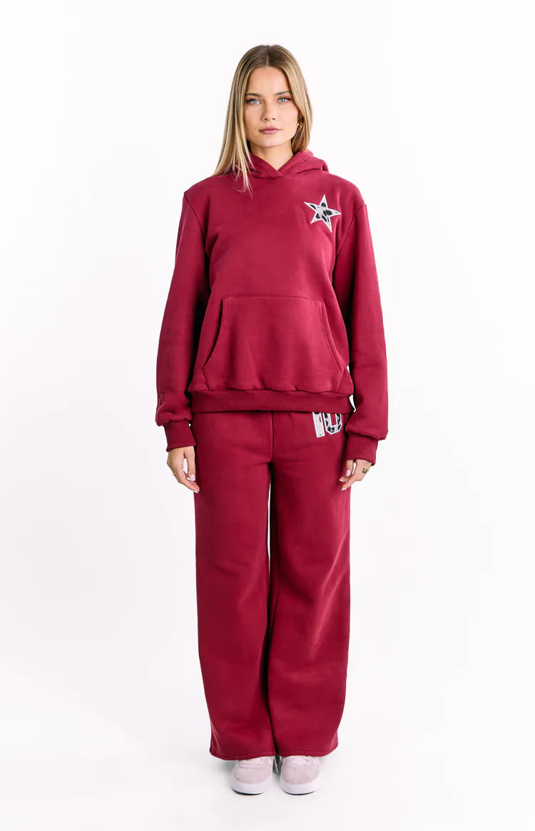Beginning Leopard Star Hoodie | Burgundy