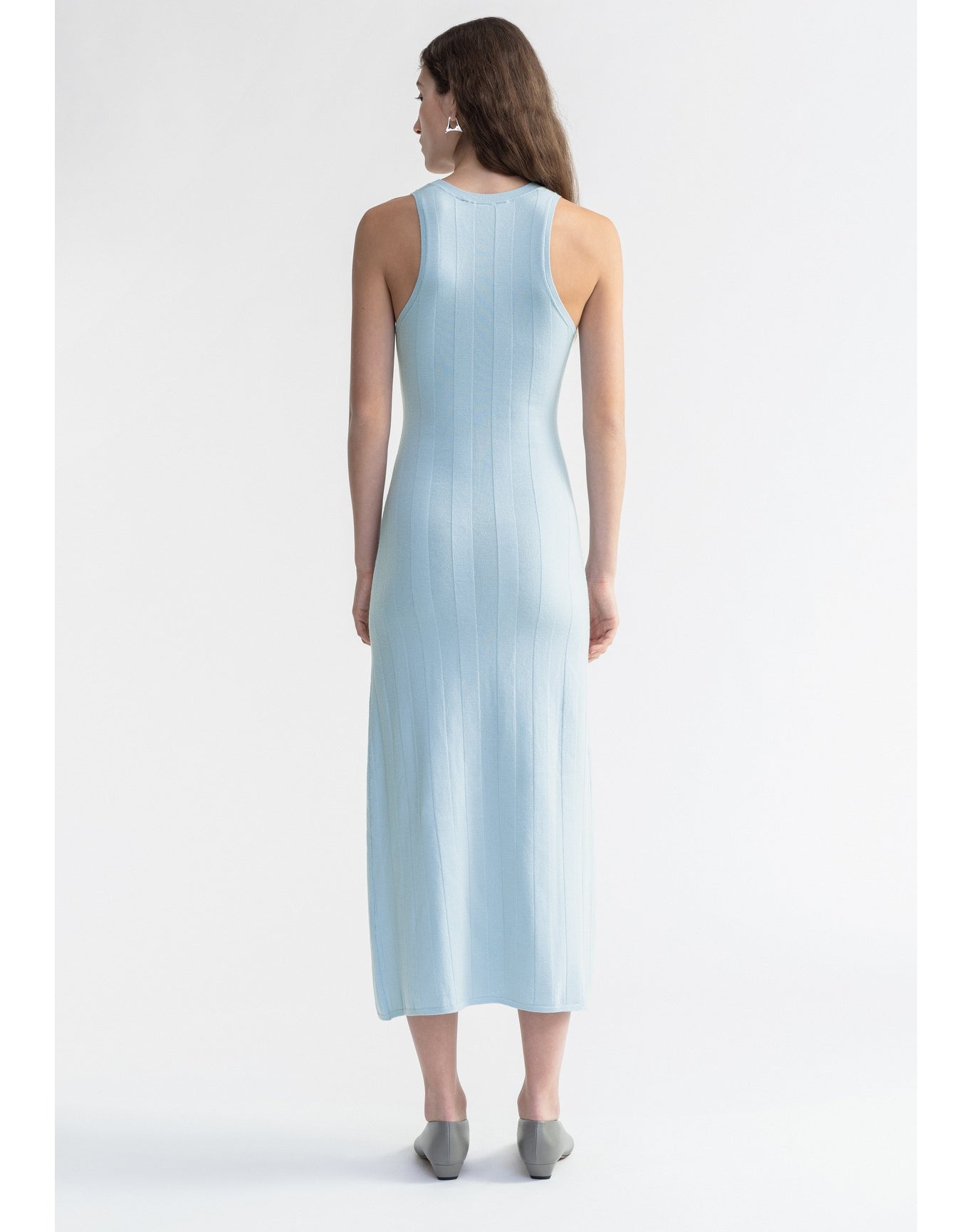 Belle | Extrafine Merino Wool Maxi Dress | Ice Blue