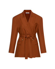 Belted Blazer in Seasonless Wool | Cognac