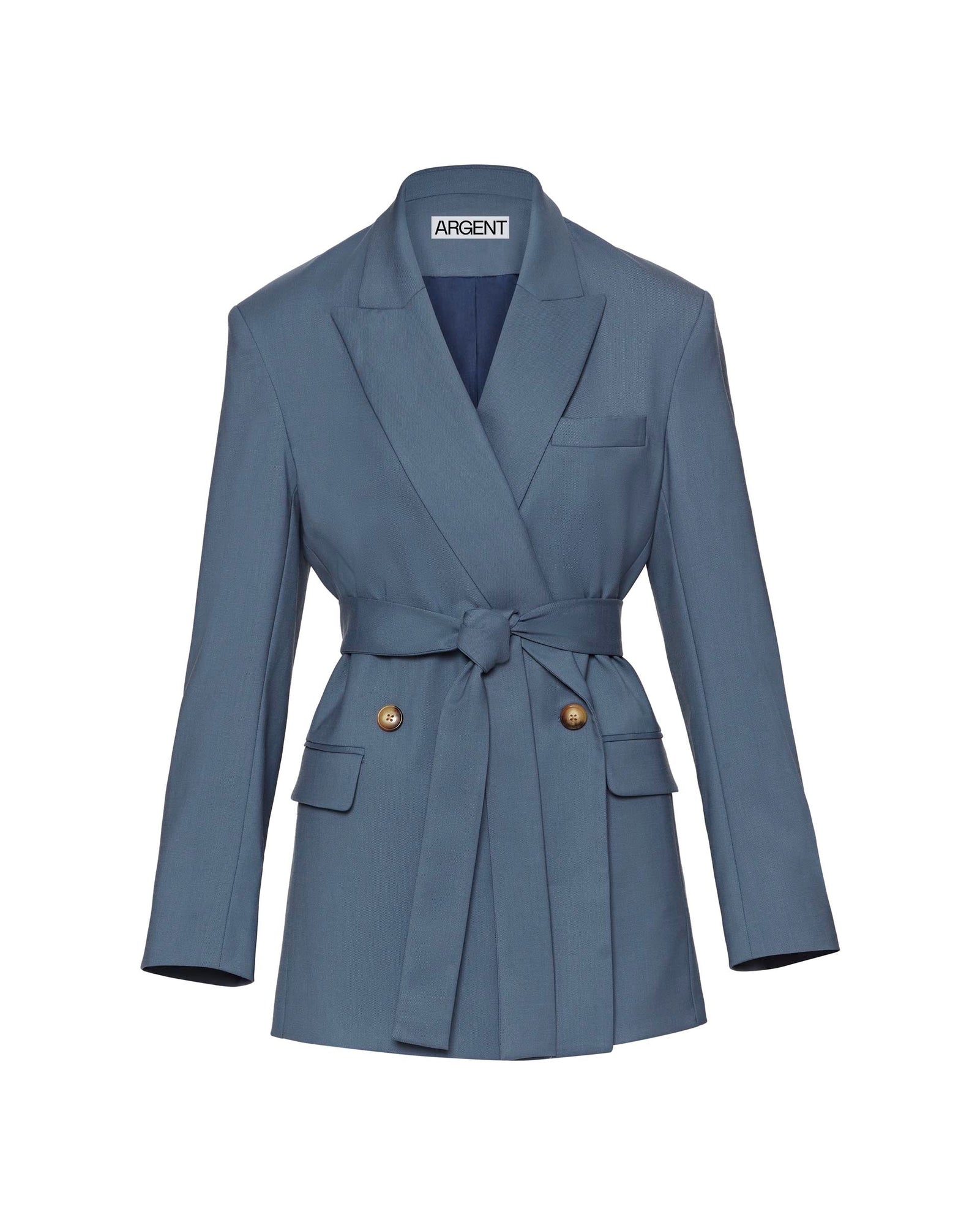 Belted Blazer in Seasonless Wool | Pigeon Blue