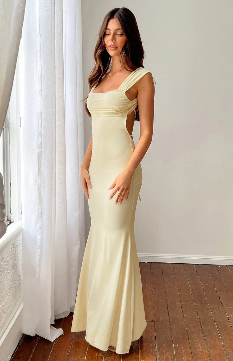Beverley Mesh Maxi Dress | Cream