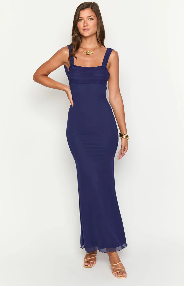 Beverley Mesh Maxi Dress | Navy