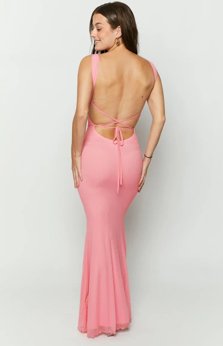 Beverley Mesh Maxi Dress | Pink