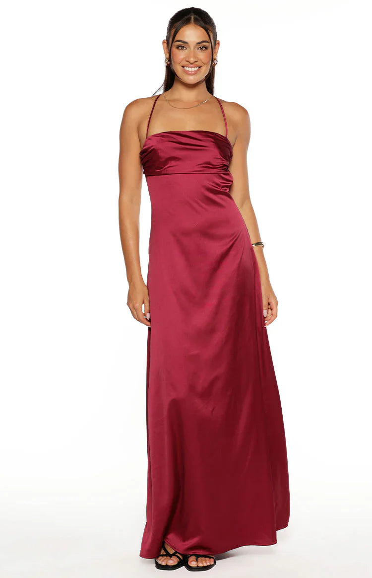 Blaise Satin Maxi Dress | Burgundy