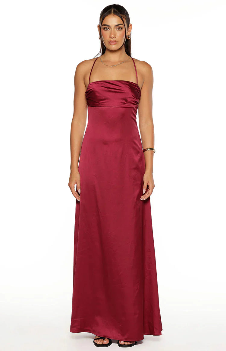 Blaise Satin Maxi Dress | Burgundy