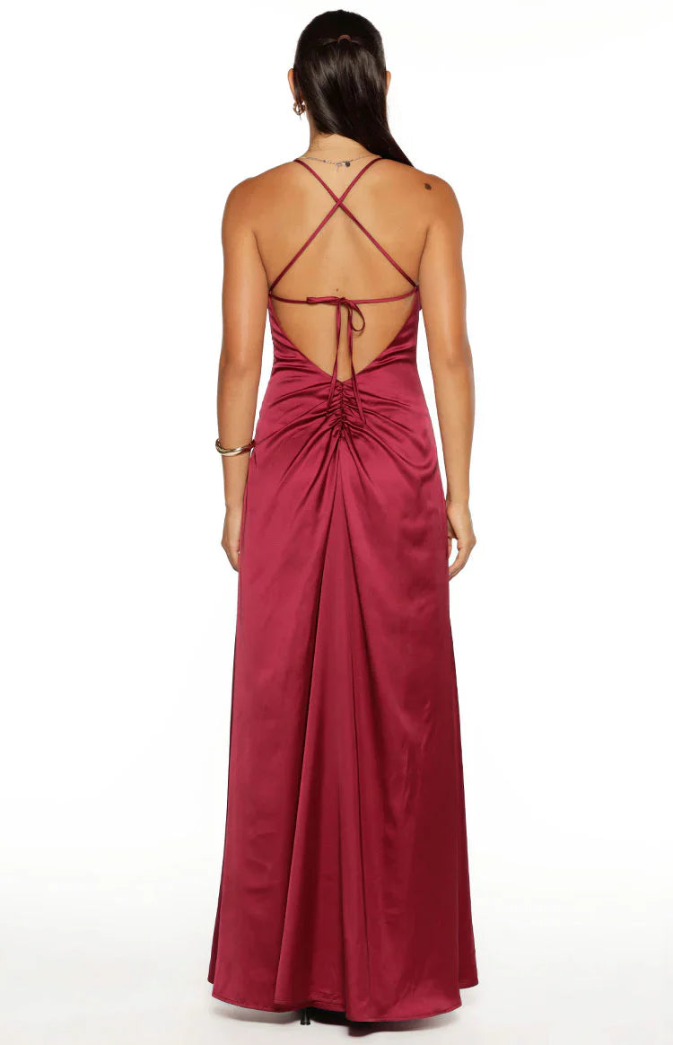 Blaise Satin Maxi Dress | Burgundy