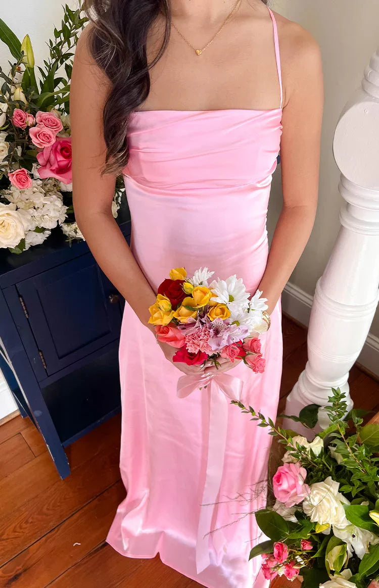 Blaise Satin Maxi Dress | Pink