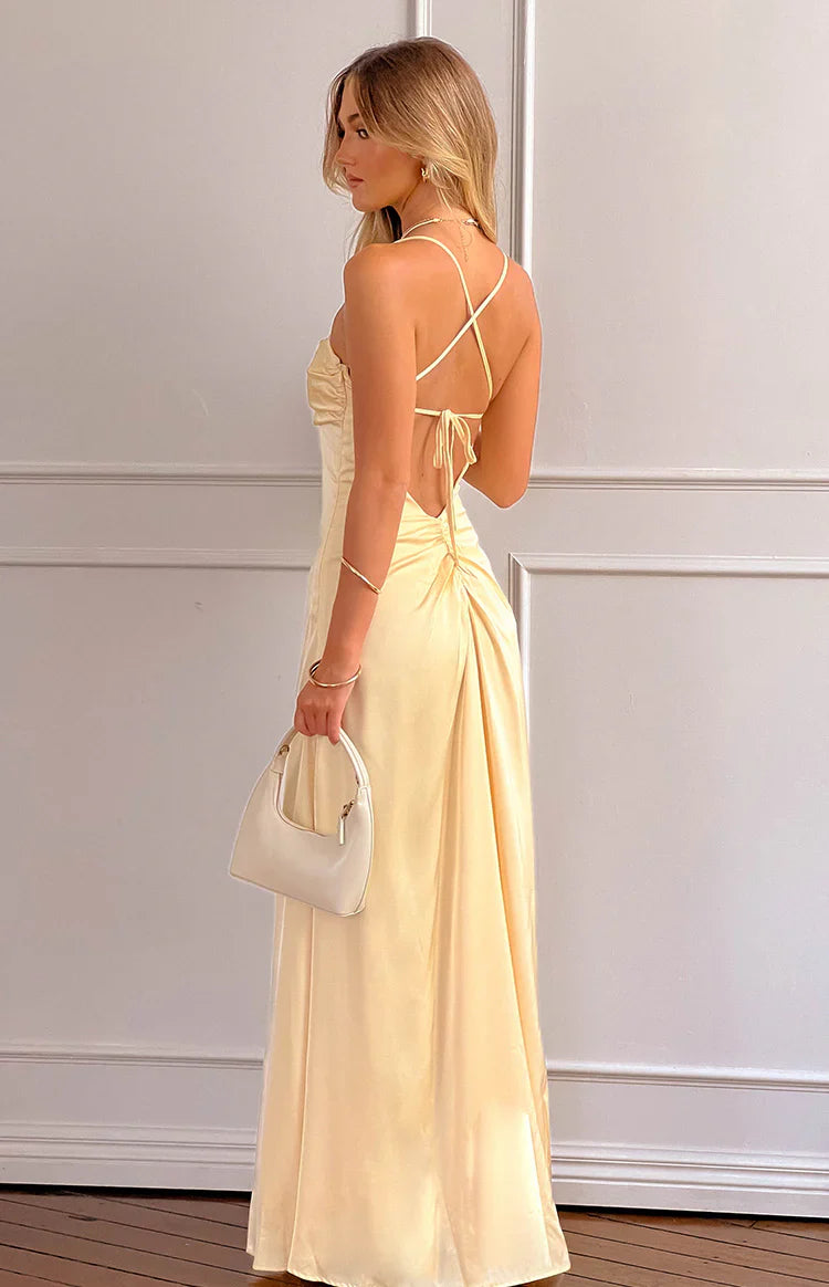 Blaise Satin Maxi Dress | Yellow