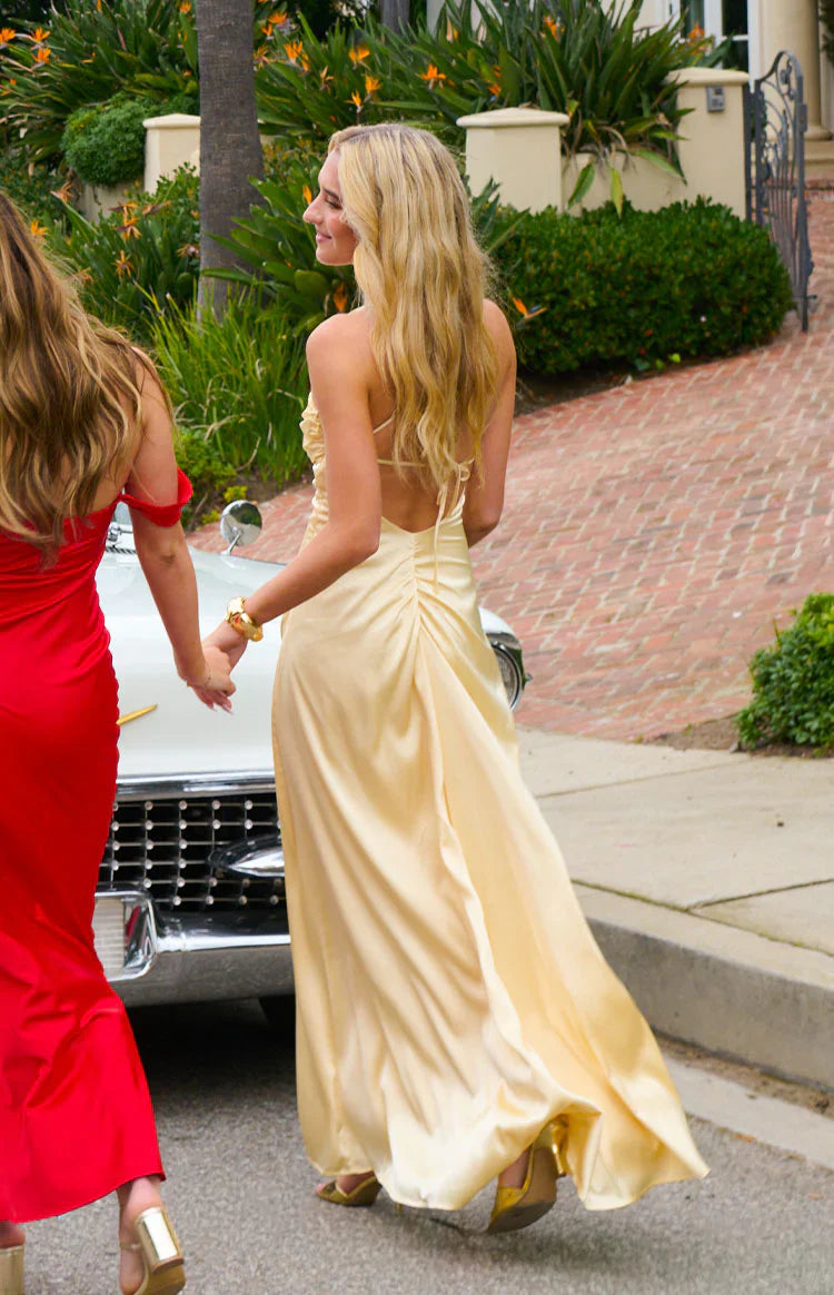 Blaise Satin Maxi Dress | Yellow