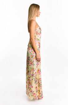 Blaise Bloom Satin Maxi Dress | Yellow