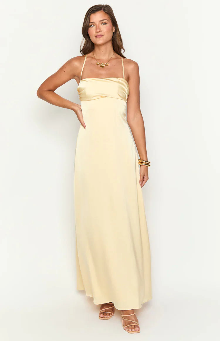 Blaise Satin Maxi Dress | Yellow