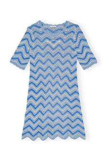 Blue Cotton Crochet Mini Dress | Heather