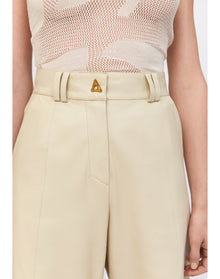 Bouquet | Leather Wide-Leg Pants | Oyster
