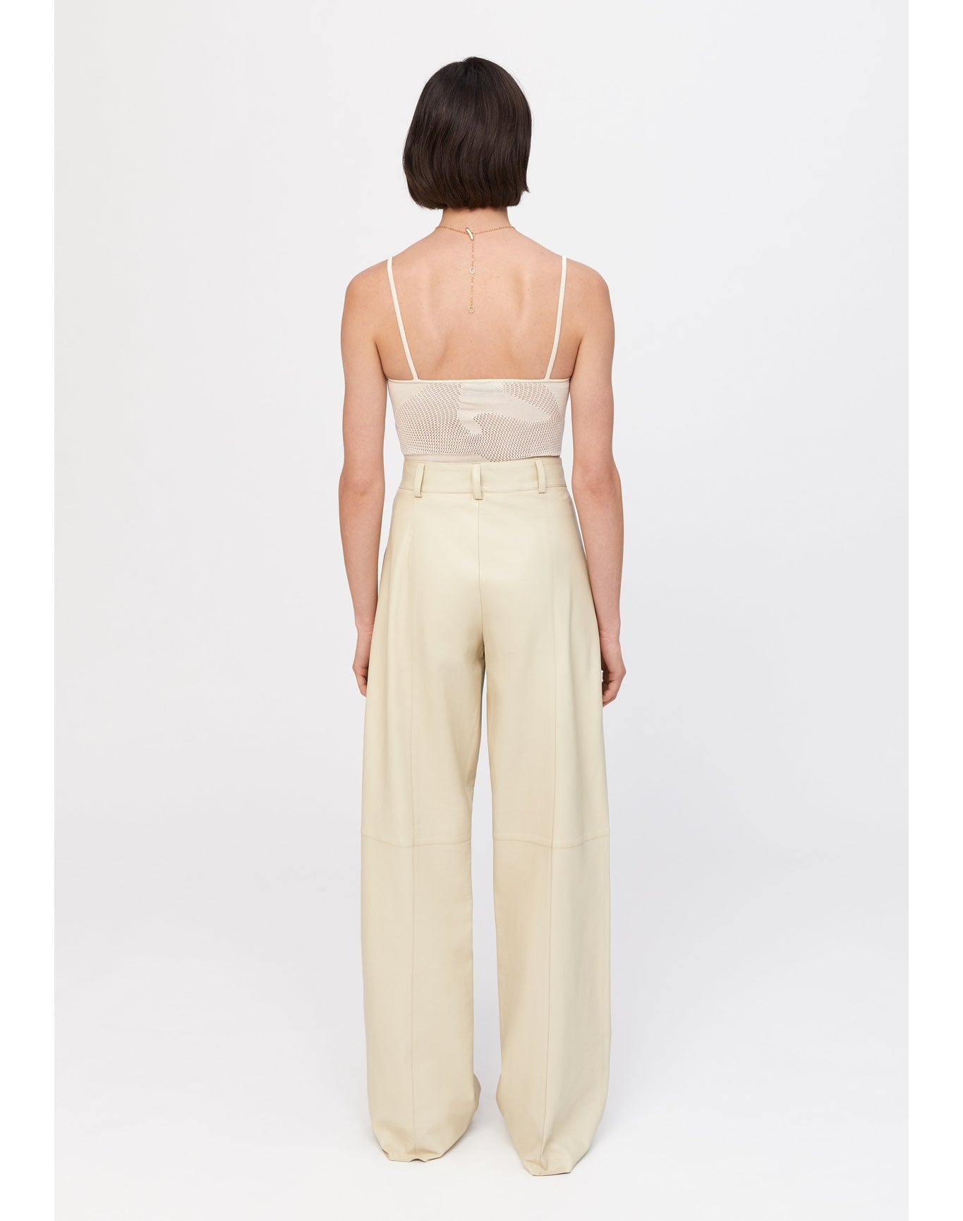 Bouquet | Leather Wide-Leg Pants | Oyster