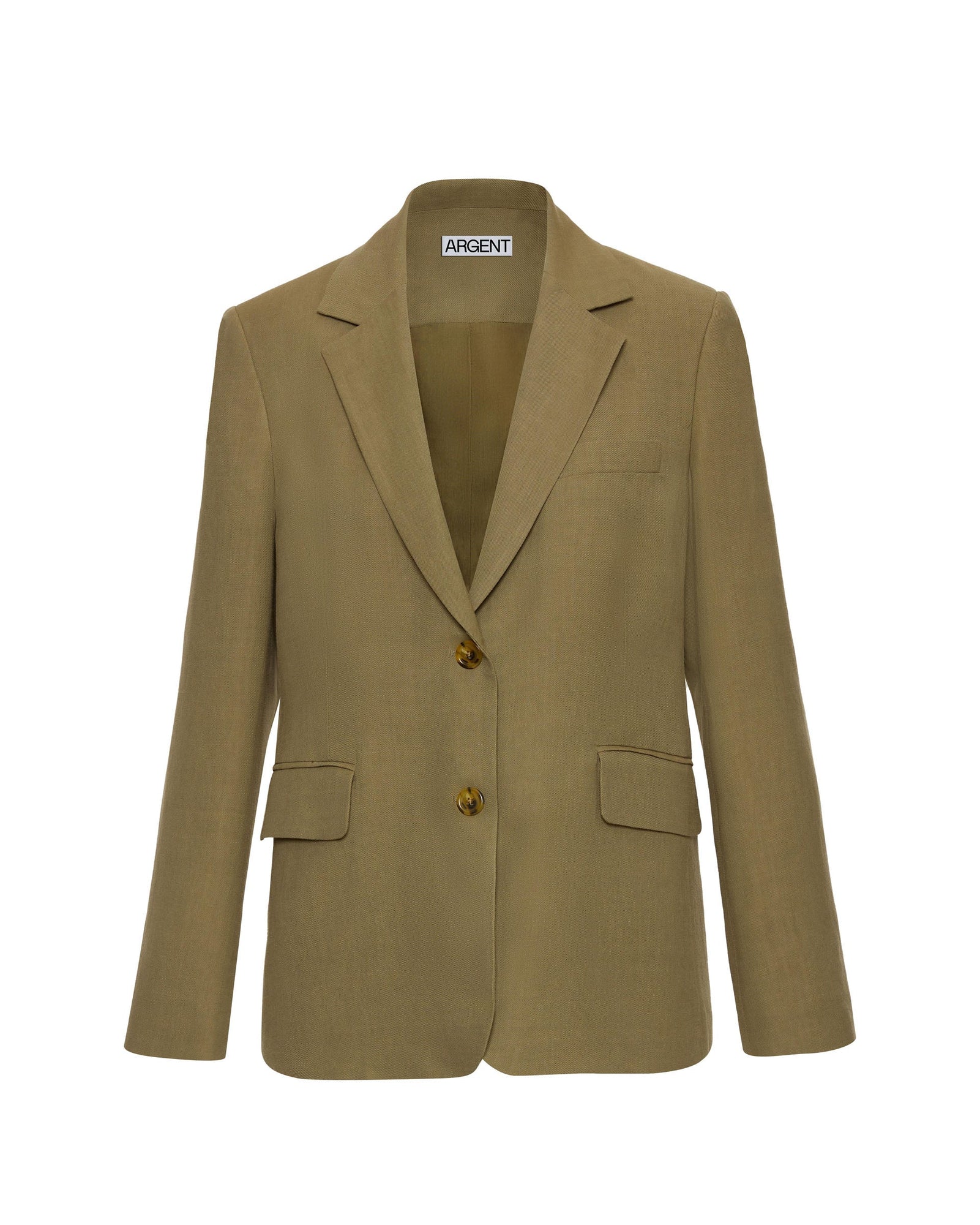 Boyfriend Blazer in Viscose Linen Twill | Khaki Green