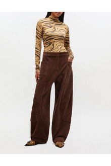 Brown Corduroy Curved Trousers | Chicory Coffee