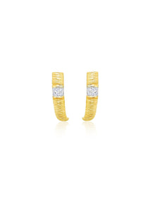 Brushed Yellow Gold Diamonds | 14K Two Tone Gold