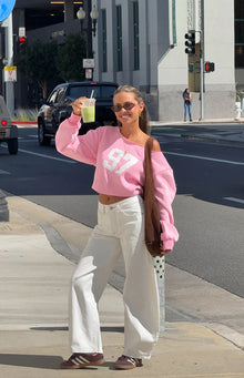 Buffie Wash Off Shoulder Sweater | Pink