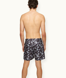Bulldog Blossom Print Mid-Length Swim Shorts | Piranha Grey
