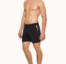 Bulldog Concealed O.B Stripe Tape Mid-Length Swim Shorts | Black